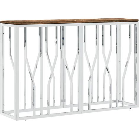 Maison Exclusive - Tavolino Consolle in Acciaio Inox e Legno Massello di Recupero (1/5)