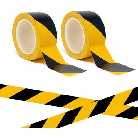 pièces de ruban d'avertissement de danger noir et jaune 50 mm x 33 m ruban d'avertissement de sécurité extérieur résistant à l'usure (SKU produit : 97160809 SKU Offre : mkh25.8.25-22) (1/4)