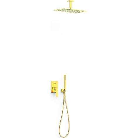 Kit mitigeur encastré 2 voies Rapid‑box pour douche Slim Or 24K - TRES 20238003OR