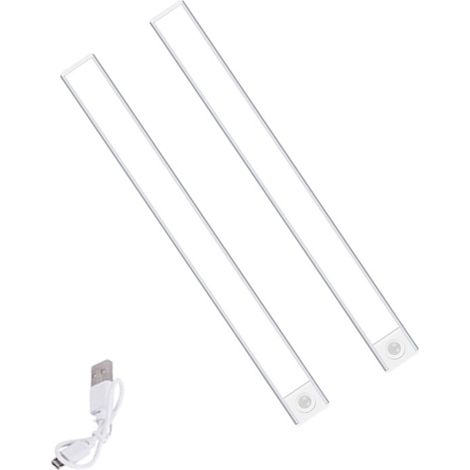 LED-Schrankleuchte mit Bewegungsmelder 2 x 30 cm Kabellos und magnetisch 3 Farbtemperaturen Küchen und Treppenbeleuchtung Einfache Installation