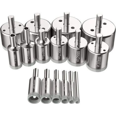 Tin tinker and Tirpan-Set of 16 Forest Bell Diamond Saws 6-50mm Glass Drilling Tools Saws Kit for Carbon Steel, Glass Drilling, Ceramic, Porcelain, Tile, Marble (1/4)