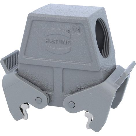 HARTING Han 10B Tüllengehäuse hoch, 1xM32 seitlicher Kabelabgang, mit 2 Querbügeln Verschraubung M32 Klemmbereich 11,0mm - 21,0mm - 1 Stück (1/3)