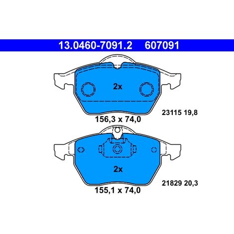 Kit de plaquettes de frein, frein à disque ATE 13.0460-7091.2 CHEVROLET 12759808