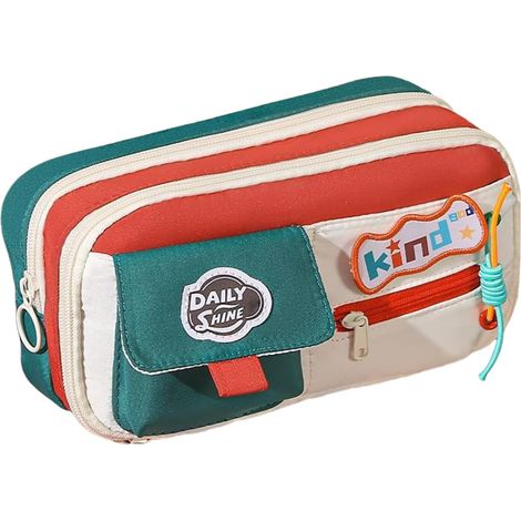 Trousses Scolaire pour Filles Boîte à Crayons - Sac à Stylo Rétro Grande Capacité Zippé pour Fournitures Crayons Feutres Enseignantes Voyage Femmes (1/5)