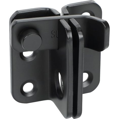 Serratura a scrocco scorrevole in acciaio inox resistente, composta da 2 pezzi, per porte di fienili, armadi e recinzioni (nera) (1/5)