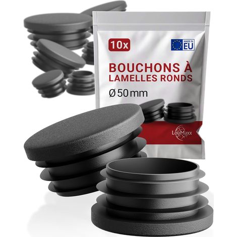 Bouchons pour Tube Ø 50 mm - Lot de 10 - Polyéthylène Noir - Protection Robuste et Étanche - Intérieur et Extérieur - Diamètre 50 mm (1/5)