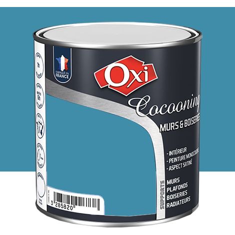 Peinture d'intérieur monocouche pour murs & boiseries OXI COCOONING MURS & BOISERIES SATIN Bleu Breton (ox35) 0.5 litre (1/3)