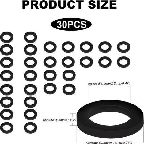 30 Joints Rondelle Caoutchouc 1/2" Pouceou 3/4" Pouce joint Caoutchouc Rond joint Robinet pour Joint Torique pommeau de douche,Douchette Douche Salle de Bain de Tuyau de Douche (Noir,1/2") (1/4)