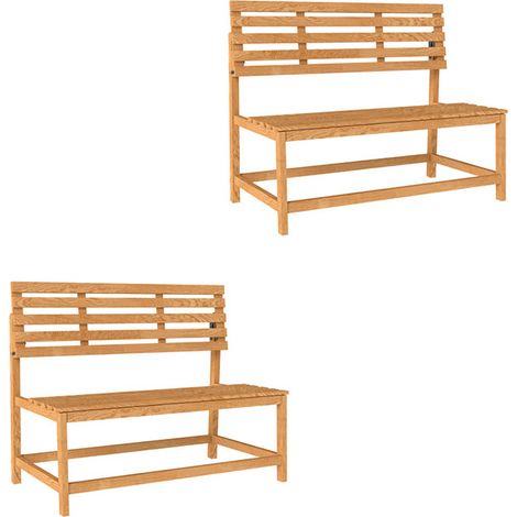 2er-Set 2-Sitzer Gartenbank Holz, wetterfest Sitzbank, UV-Beständig Gartenmöbel mit Umwandelbare Rückenlehnen, Parkbank 240kg belastbar, Holzbank für Balkon Terrasse, Garten, 110x61x89cm, Teak