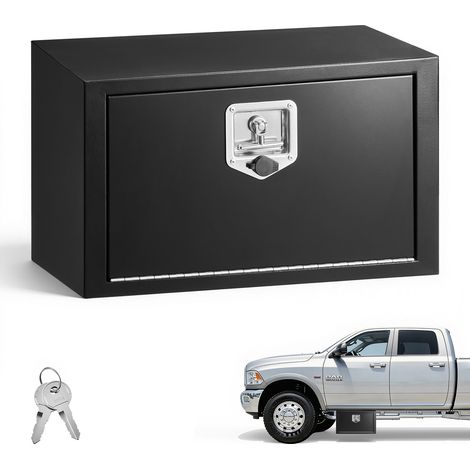 VEVOR Boite a Outils pour Camion en Acier 609x356x305 mm, Coffre a Outils sous Chassis ou sous Plateau, Rangement pour Benne Camionnette Fourgonnette Remorque SUV, avec Serrure et Cles, Noir
