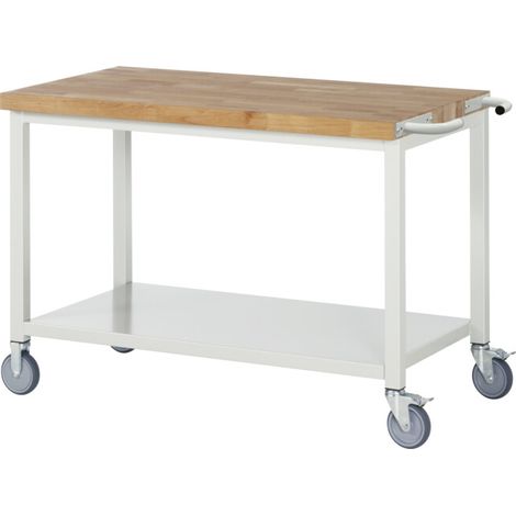 Etabli mobile brut avec tablette en tôle d'acier LxPxH 1250x700x880mm