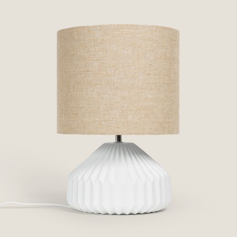 Lampada da Tavolo Porcellana e Tessuto Monduver Bianco