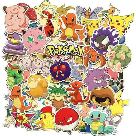 80 stickers Pokémon pour enfants et ados, autocollants cool pour cahier, guitare, skateboard, ordinateur portable (1/4)