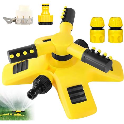 Arroseur Pelouse Rotatif Automatique Réglable 360 degrés Tête Pivotante Matériel Arrosage ABS Rotation Durable 3 Bras Irrigation (1/5)