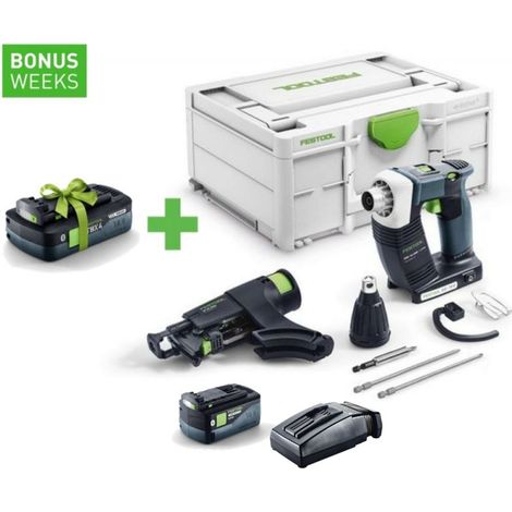 FESTOOL Akku-Bauschrauber DURADRIVE DWC 18-4500 Basic + HighPower Akkupack BP 18 Li 5,0 HP-ASI + TCL 6 - 576504F (1/4)