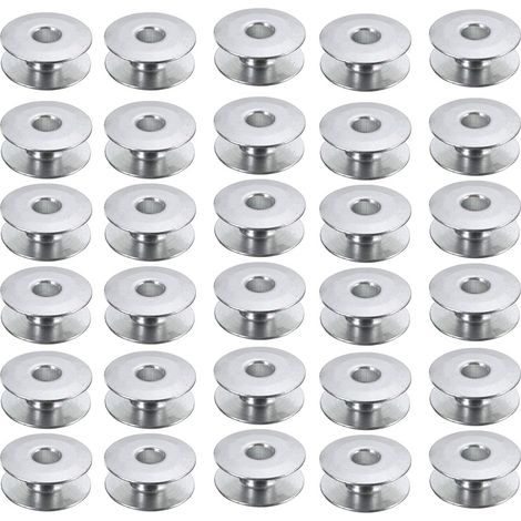 30 Stück Aluminiumspulen M Metallspulen leere Garnspule für Langarm-Quiltmaschinen, Nähmaschinen, Bastelarbeiten, 25,5 x 10,5 mm (1/5)