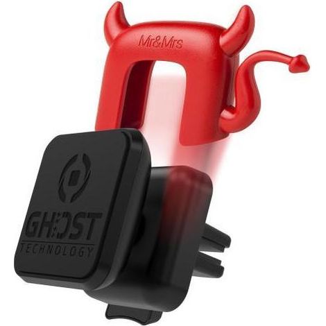 Supporto Magnetico Universale Celly Ghost Plus con Design Spirituale e Clip per Griglia di Areazione per Smartphone e Lettori MP3, Nero (1/4)