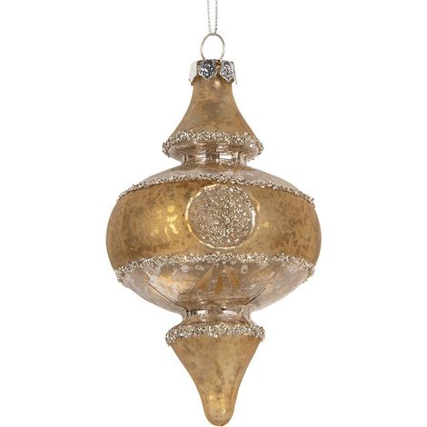 Boule de Noël en Verre Doré pour Décoration de Sapin Festive et Élégante 7 x 13 cm - PANGIVO (1/2)