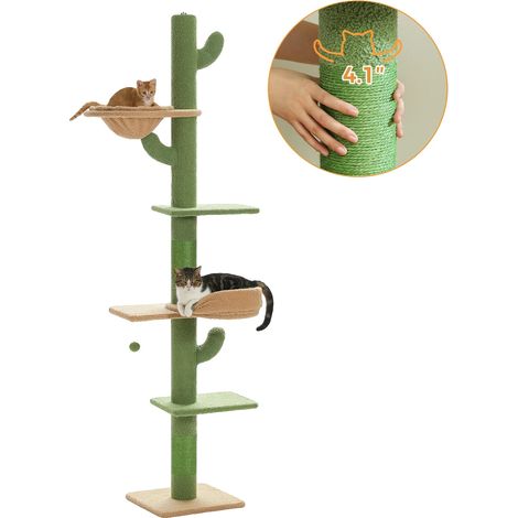 Albero per gatti, altezza regolabile, posatoio spazioso, AMT0246GN, L (1/2)