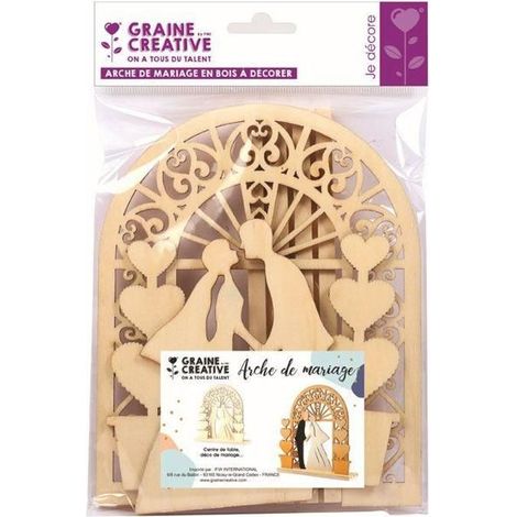 Arche de mariage - GRAINE CREATIVE - 19 x 18 x 4 cm - Bois - Beige (1/2)