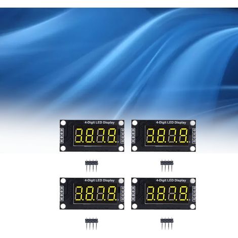 4 Modules d'affichage à tubes numériques LED 4 digits 7 segments 0.36 pouces avec puce de commande TM1637 couleur jaune MRA110C (1/5)