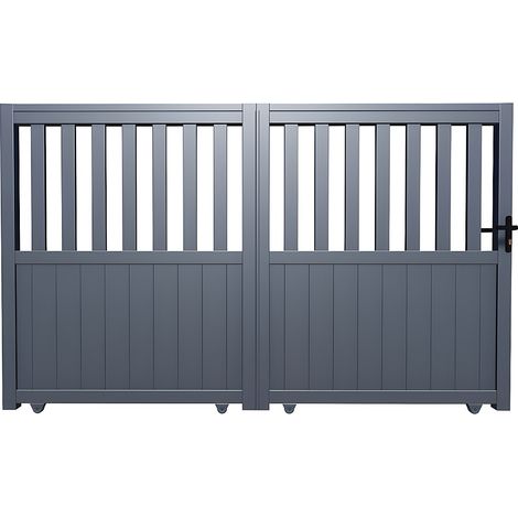 Portail coulissant aluminium semi ajouré L401 x H149 cm anthracite TARNOS II