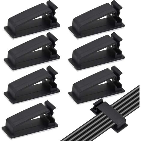50pcs Black Self Adhesive Cable Clips, Cord Holder, Cable Management for Electrical Cables, Organizer for Ethernet Cable, TV, Charger, Car, PC, Office, Home, Electrical Cable
