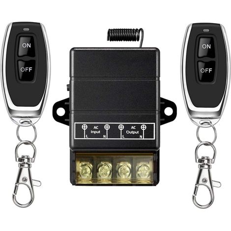 Interruptor de relé inalámbrico, 220 V, 40 A, RF, para electrodomésticos, bombas, luces de techo y otros equipos (interruptor remoto negro)