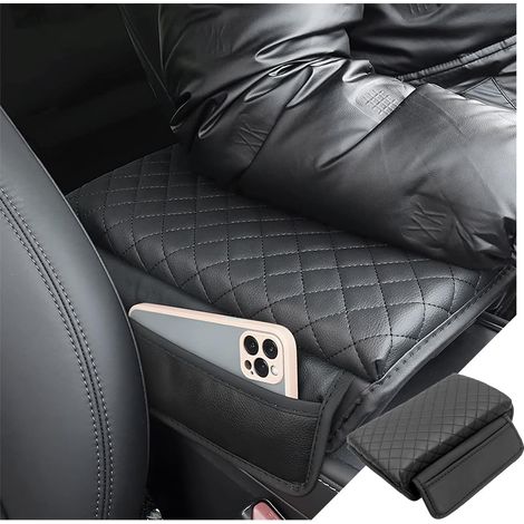 Coussin De Console Pour Console Centrale, Coussin De Boîte D'accoudoir Voiture Housse Console Centrale Universel En Cuir PU, Accoudoir Pad De Fournitures Voiture Pour La Plupart Des Véhicules (1/5)