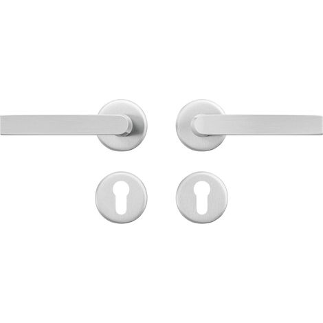 Kit de ferrures de porte intérieure - Poignée de porte avec rosace - Avec trou de cylindre - Aluminium (1/5)