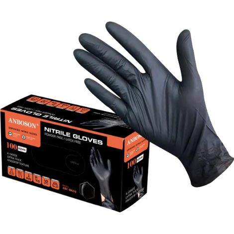 Lot de 100 gants en nitrile d'épaisseur de plus au doigt que 3,5 g, sans poudre sans latex pour mécaniques, tatoueurs, restauration,jetables (XL) (1/4)