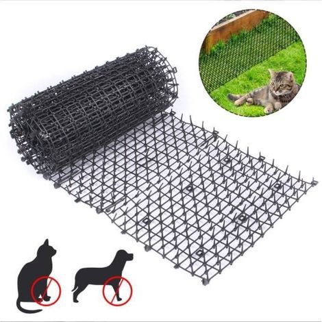 (Schwarze) Abwehrmatte gegen Katzen – 200 cm x 28 cm – mit Kunststoffspitzen – für drinnen und draußen (1/4)