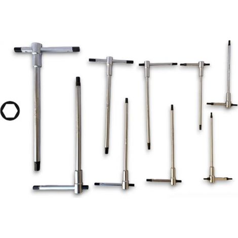 Set chiavi esagonali a T con aggancio multiplo asta scorrevole 9 pz - 2,5 a 10mm (1/5)