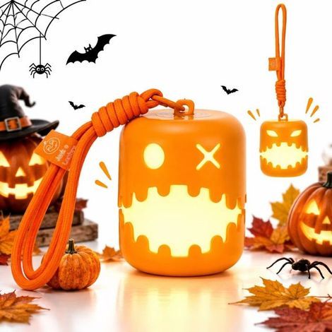 1PC Citrouilles Lumineuses Halloween LED Lanterne Citrouille Suspendue, Décoration Halloween Intérieur Extérieur, Jardin, Fête (1/5)