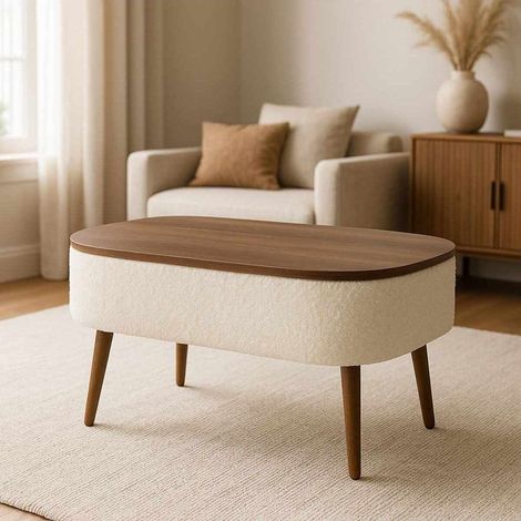Couchtisch aus Holz "Noya" - 90 x 60 x 43 cm - Weiß (1/2)