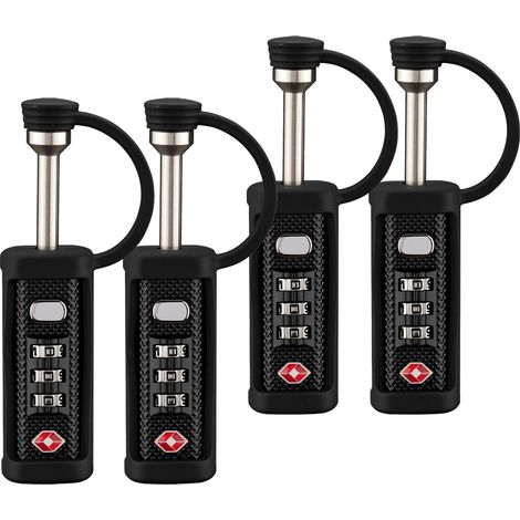 Wiltec Set 4 x Cadenas à combinaison TSA pour Valise - Serrure à combinaison 3 chiffres - Cadenas à code Matériau Haute résistance Usage polyvalent Bagagerie Antivol Haute Protection Voyage