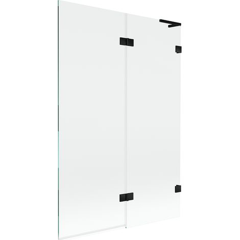 Mexen Lunar L paratia da vasca da bagno a 2 ante destra 120 x 150 cm, trasparente, nero - 897L-120-100-70-00-P (1/5)