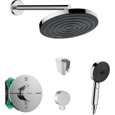 SANITINO - Brauseset mit Unterputz-Thermostat hangrohe, inkl. Einbaukörper, kielle Zubehör, Chrom SANI21HHK002