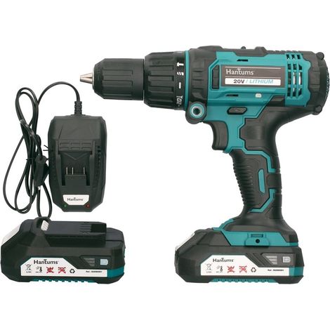 Akku-Bohrschrauber-Set mit Hammer und zwei 20V-Akkus