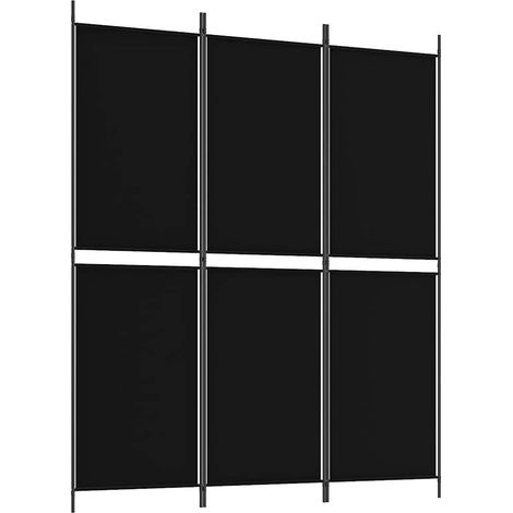 Cloison de séparation 3 panneaux Noir 150x180 cm Tissu (1/5)