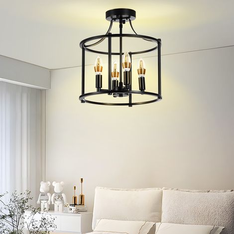 Industrial Black Metal Iron Ceiling Light Fixture Vintage Suitable for Many Occasions Such as Living Room, Dining Room, Hallway, Café (1/5)