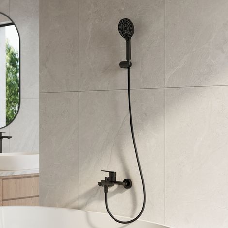 EVERSTEIN Mitigeur bain-douche mural avec douchette 3 jets, noir mat (1/5)