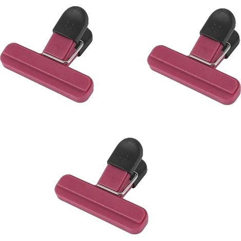 Clip per sacchetti, ecologica, con elevata capacità di chiusura, taglia S - 3 pezzi, rosso e rosa (1/2)