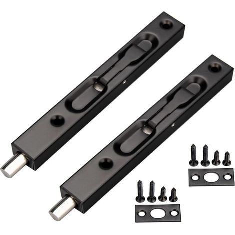 Boulon de porte de 6 pouces verrou coulissant de porte Verrouillage de porte Verrouillage de sécurité avec ressort solide (2 pièces)