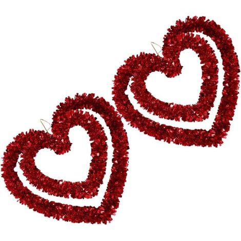Lot de 2 Guirlandes de Cœur pour Décoration Saint-Valentin et Mariage Couronne d'amour Rouge Décoration Suspendue Intérieure et Extérieure Accessoire Romantique pour Fête (1/5)