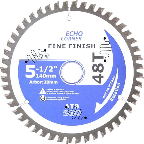 140mm Circular Saw Blade, 20mm/16mm/12.7mm/10mm, 48T Bore (1/5)