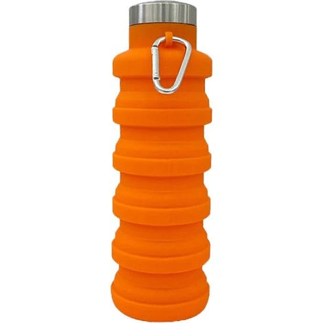 Faltbarer Silikonbecher, 500 ml, tragbarer Trinkbecher für unterwegs, ideal für Camping, Reisen und Sport, Orange