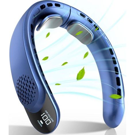 Ventilateur de cou rechargeable avec écran LED, 3 vitesses de vent, batterie 4000 mAh, compatible USB TYPE-C (1/5)