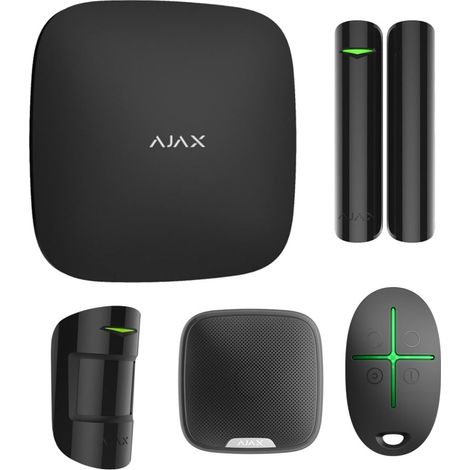Alarme sans fil AJAX starterkit – Sirène extérieure noire – Détecteur de mouvement 12m – Notifications instantanées via application