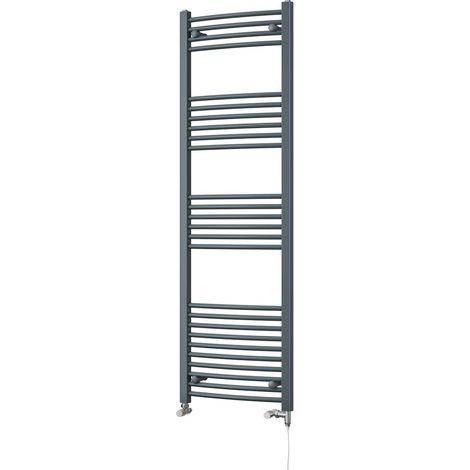 Zennor - Anthracite Dual Fuel Towel Rail H1600mm x W500mm Standard - Curved (1/3)